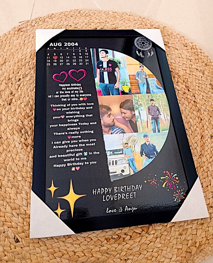 👉 “Personalized moon top photo frame featuring multiple photos, decorative wall frame”